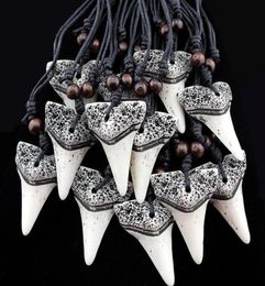 Multi style selection 12pcs/lot Imitation Yak Bone Carving Tooth Charm Pendant Wood Beads Necklace Amulet Gift Men's Fashion Necklace7705615