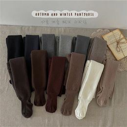 Autumn Winter Children Plus Velvet Thicken Retro Pantyhose Girl Baby Solid Fleece Warm Leggings Boy Kid Cotton Casual Pants 231225