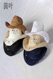 Magnolia hand woven hollow cowboy men039s and women039s summer sunscreen Wtern Cowboy straw hat3217222