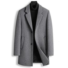 Autumn and Winter Men's Italian Style Elegant and Fashionable Mid-length Simple Business Casual Slim Woollen Coat 231225