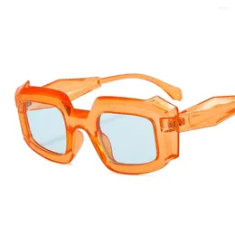 Sunglasses Cross-Border Ins Square Frame Thick Rim Jelly Coloured Men's And Women's Fashion Retro