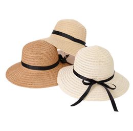 Fashion straw hat with builtin adjustable rope folding carry beach sun cap high quality manufacturers direct s4222072