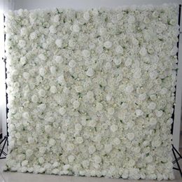 8X8Ft Top Quality Creative 3D Flower Wall Made With Fabric Rolled Up Artificial Flowers Arrangement Wedding Backdrop Decoration277J