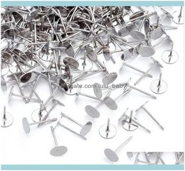 Other Jewelry Findings Components Jewelryother 500Pcs 4 5 6 8Mm Stainless Steel Blank Post Earring Stud Base Pins Cabochon Cameo4498287