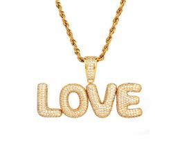 New Men039s Custom Name Small Bubble Letters Necklaces Pendant Ice Out Cubic Zircon Hip Hop Jewelry Rope Chain Two Color7404655
