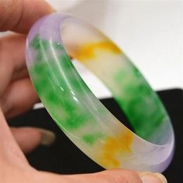 57-62MM Chinese Nephrite Natural Lavender Green Jade Gems Bracelet Bangle2479