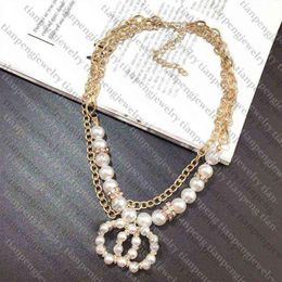 Designer Necklace C Letter women Pendant Necklace Designer Jewelry Crystal Diamond Pearl Gold Necklaces Quality H1115279i