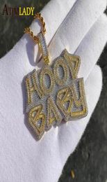 Chains Hip Hop 5A CZ Paved Hood Baby Pendants 2 Colours Letter Charm Necklace Iced Out Bling Cubic Zircon Boy Men039s Rapper Jew8190809