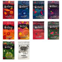 High quality mylar bags 500mg kosmik big bang berry blue raspberry kocoa komets pulsar peach super nova fruit gummies candy bags smell Wecn