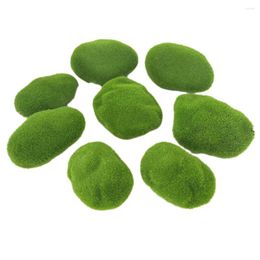 Garden Decorations 8-30Pcs Artificial Rocks With Moss Green Fake Pebbles Stone For Patio Aisle Gardens Floral Arrangements