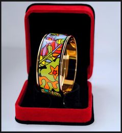 Dream Garden Series 18K goldplated enamel bangle bracelet for woman Top quality bracelets bangles width 30 mm Fashion Jewellery as 8621060