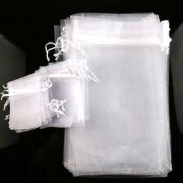 100pcs lot Sell 4Sizes White Organza Jewelry Gift Pouch Bags For Wedding favors beads jewelry305e