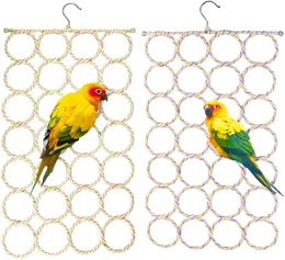 Bird Climbing Net Parrot Swing Toys With Hooks Supplies For Cockatoos Parakeets Lovebirds Pet 231225