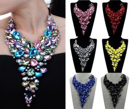 8 Colours Fashion Black Chain Crystal Acrylic Resin Choker Statement Pendant Bib Necklace Water Drop Big Crystal Necklaces Gift CJ14657725