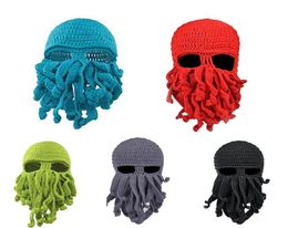 2018 New ON Unisex Octopus Winter Warm Knitted Wool Face Mask Hat Squid Cap Cthulhu Tentacles Beanie Hat C181116012749514