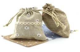 Mix style 8x12cm Cotton Linen Drawstring Pouch Bag Jewellery candy ChristmasWedding Gift Bags NE8142272707