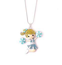 Fashion Crystal Cheerleader Cartoon Figure Dance Girl Pendant Cheerleading Girl Sports Chain Necklace5945238