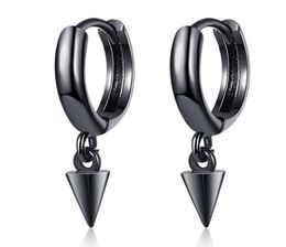 Hoop Huggie Black Spike Small Round Goth Cool 925 Sterling Silver Earrings For Women Men Trendy Fashion Jewelry Gift1080700