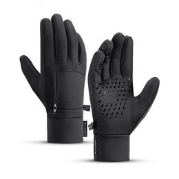 Winter Outdoors ski Gloves Waterproof Cycling Motorcycle Full Finger Warm Thermal Fleece with Small Zipper Pocket 231225