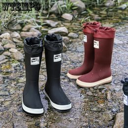 Rubber Boots Women Bound Feet Waterproof Rain Boots Anti Slip Couples Outdoor Water Single Shoes Long Drum Rain Boots Men 231226