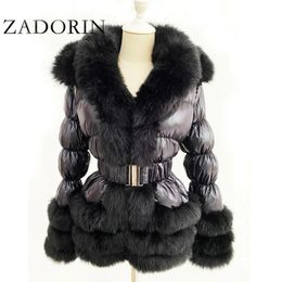 ZADORIN Womens Winter Coat Warm White Duck Down Jacket Women Detachable Sleeve and Hood Faux Fur Coat Black Puffer Jacket 231226