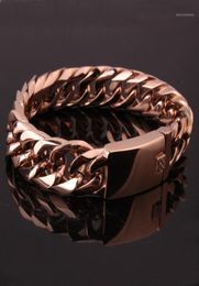 Hop Stainless Steel Chain Link Double Cuban Bracelets Rose Gold Colour Curb Bracelet Bangles For Men Jewelry1Link8909581