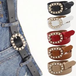 Belts For Women Fashion Korean Spring Summer Fall Faux Leather PU Pearl Designer Belt