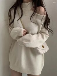 Women's Sweaters Autumn Winter Long Sleeve Sweater For Women Off Shoulder Knitted Pullover Female Korean Knitwear Ladies Casual Loose