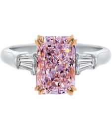 Choucong Ins Top Sell Wedding Ring Handmade Luxury Jewellery Solitaire Princess Cut Pink Topaz Diamond Eternity Statement Women Enga7238083