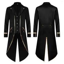 Men's Jackets Winter Male Medieval Vintage Jacket Slim Retro Halloween Punk Cosplay Costume Gold Edge Luxury Coat Clothing