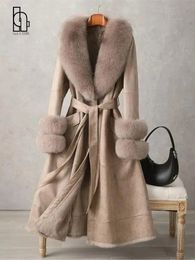 Imitation Rabbit Skin Fur Warm Thick Coat Vintage 2023 Winter Medium Long women's Knee Collar 231225