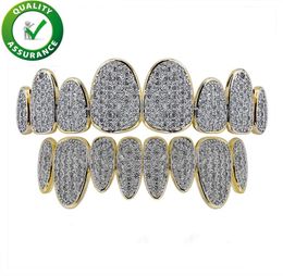 Teeth Grillz Hip Hop Jewellery Set Men Women Iced Out Diamond Grill Luxury Designer Hiohop Bling Accessories Rapper Fashion Charms C1470349