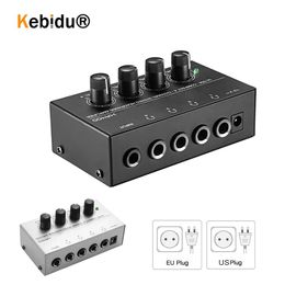 Amplifier Kebidumei Eu Plug US HA400 Sound amplifier Mini Audio interface MutiChannels hifi headphones Audio Digital with Adapter Black