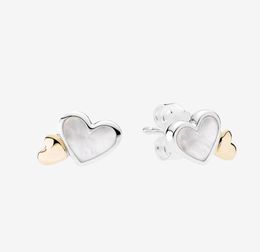 14K yellow gold Heart-shaped Stud Earrings Women Wedding Jewellery with Original box set for 925 Sterling Silver Love hearts Earring2829567