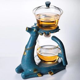 Drip Heat-resistant Pot Make Heating Infuser For Tea Deer Glass Base Coffee pot Creative Automatic Full Turkish 231225