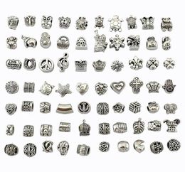 Bead Mix Style Antique Silver Plated Alloy Big Hole Charms Spacer Beads fit pretty DIY Jewellery Necklaces & Pendants charms Beads1817767