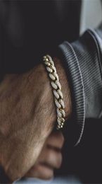 Cuban Bracelet Hiphop Jewellery Men and Women Hip Hop Iced Out Chain Full Diamond Large Gold Silver Rose Gold Chain Bracelet3386511