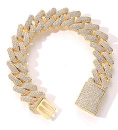20mm Diamond Miami Prong Cuban Link Chain Bracelets 14k White Gold Iced Out Icy Cubic Zirconia Jewellery 7inch 8inch 9inch Cuban Bra1734509