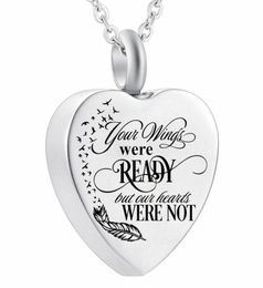 Stainless Steel Angel Wings Cremation Jewellery Ash Necklaces Keepsake Memorial Waterproof Urn Pendant Necklace for Ashes7758337