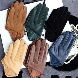 Gloves Men's Half Palm Gloves Real Leather Colour Patent Leather Glove Fashion Stage Men's Motorcycle Gloves Sheepskin Customization New H