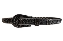 Western Cowboy Bling Crystal Rhinestones Belt Studded Leather Belt Removable Buckle for Women and Men5709638