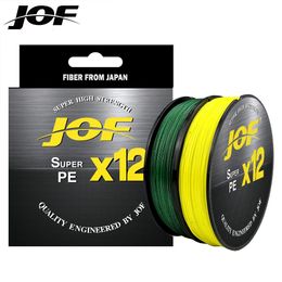 JOF 12 Strand 500m 300m 100m Braided Fishing Line X12 Multifilament Weaves Pe Wire Super Strong Casting Fly 2592LB 231225