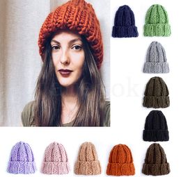 Women039s Hand Knitted Hat High Quality Winter Warm Ears Thick Soft Beanie Ladies Chunky Knitted Ribbed Hat DA0671756229