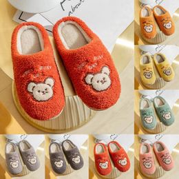 Slippers Couples Women Slip On Furry H Flat Home Winter Round Toe Keep Warm Cartoon Shoes