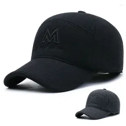 Ball Caps Winter For Men Outdoor Hat Sun Protection Sport Hats Classic Dad With Earflap Thickening Of Letter Embroidery