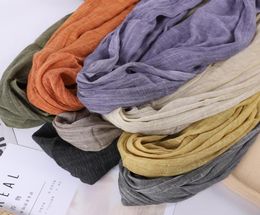 Scarves 2021 Muslim Crinkle Hijab Scarf Women Shawl Wrinkle Bubble Cotton Turban Wrap Headband Solid Colour Pleated4423480