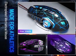 V6 Mechanical Game Mice Wired Computer ESports Game CF LOL Mouse Hand Epacket9128187