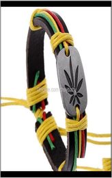 Charm Bracelets Rasta Jamaica Reggae Leather Bracelet Crfjn Bmmfs7092324