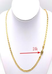 Solid 24 k Stamp Link C Gold GF Women039s Necklace Curb Chain Birthday Valentine Gift Valuable 20quot 50 4 MM4070860