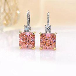 Stud Earrings Artificial Papalacha Pink Orange Set In Pure Silver With High Carbon Diamond Trendy E150